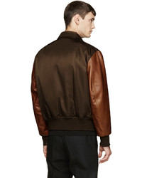 Blouson aviateur en cuir marron foncé Givenchy