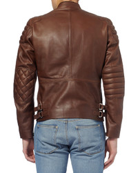 Blouson aviateur en cuir marron foncé Acne Studios