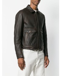 Blouson aviateur en cuir marron foncé Ajmone