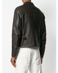 Blouson aviateur en cuir marron foncé Ajmone