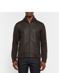 Blouson aviateur en cuir marron foncé Loro Piana