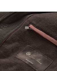 Blouson aviateur en cuir marron foncé Loro Piana