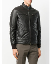 Blouson aviateur en cuir marron foncé Kired