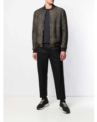 Blouson aviateur en cuir marron foncé Salvatore Santoro