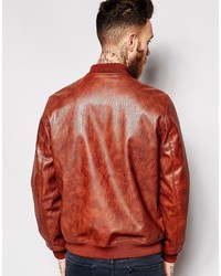 Blouson aviateur en cuir marron Asos