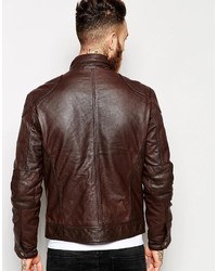 Blouson aviateur en cuir marron Asos