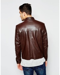 Blouson aviateur en cuir marron Asos