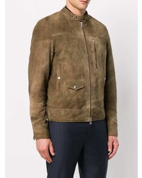 Blouson aviateur en cuir marron Mauro Grifoni