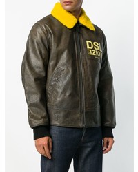 Blouson aviateur en cuir marron Diesel