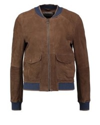 Blouson aviateur en cuir marron Oakwood