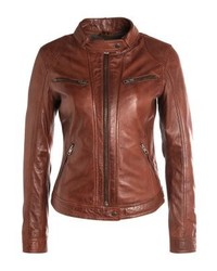 Blouson aviateur en cuir marron Oakwood