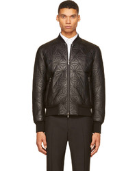 Blouson aviateur en cuir matelassé noir Neil Barrett