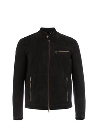 Blouson aviateur en cuir noir Ajmone