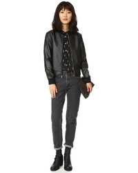 Blouson aviateur en cuir noir BB Dakota