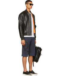 Blouson aviateur en cuir noir McQ