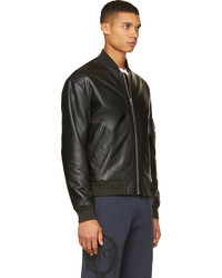 Blouson aviateur en cuir noir McQ