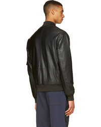 Blouson aviateur en cuir noir McQ