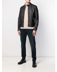 Blouson aviateur en cuir noir Belstaff