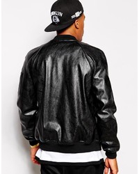 Blouson aviateur en cuir noir Asos