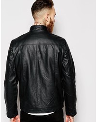 Blouson aviateur en cuir noir