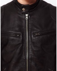 Blouson aviateur en cuir noir