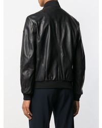 Blouson aviateur en cuir noir Emporio Armani