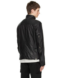 Blouson aviateur en cuir noir The Viridi-anne