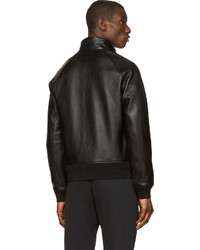 Blouson aviateur en cuir noir Acne Studios