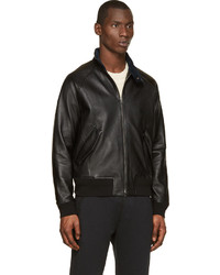 Blouson aviateur en cuir noir Acne Studios