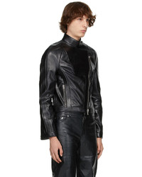 Blouson aviateur en cuir noir Peter Do