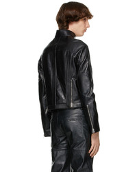 Blouson aviateur en cuir noir Peter Do