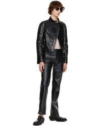 Blouson aviateur en cuir noir Peter Do