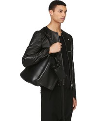 Blouson aviateur en cuir noir Alexander McQueen