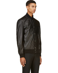 Blouson aviateur en cuir noir Givenchy