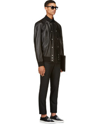 Blouson aviateur en cuir noir Givenchy