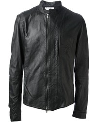 Blouson aviateur en cuir noir