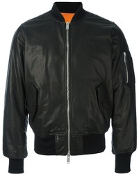 Blouson aviateur en cuir noir