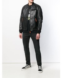 Blouson aviateur en cuir noir Diesel