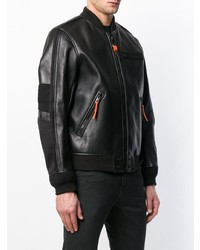 Blouson aviateur en cuir noir Diesel