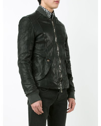 Blouson aviateur en cuir noir Guidi