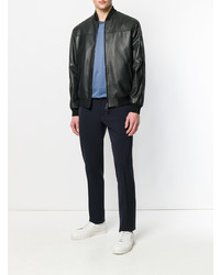 Blouson aviateur en cuir noir Brioni