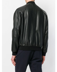 Blouson aviateur en cuir noir Brioni