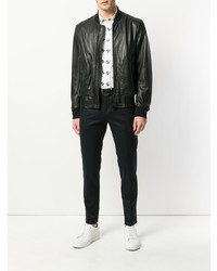 Blouson aviateur en cuir noir Ps By Paul Smith