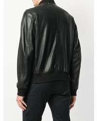 Blouson aviateur en cuir noir Ps By Paul Smith