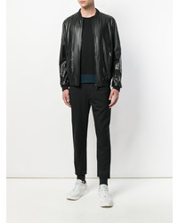 Blouson aviateur en cuir noir Drome