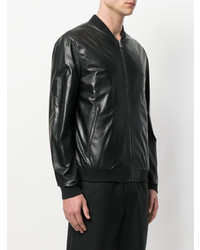 Blouson aviateur en cuir noir Drome