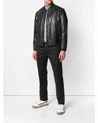 Blouson aviateur en cuir noir BOSS HUGO BOSS