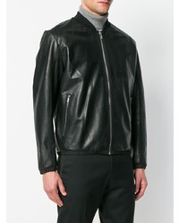 Blouson aviateur en cuir noir BOSS HUGO BOSS