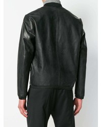 Blouson aviateur en cuir noir BOSS HUGO BOSS