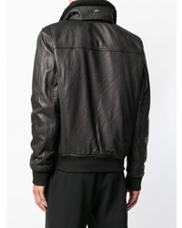 Blouson aviateur en cuir noir Schott